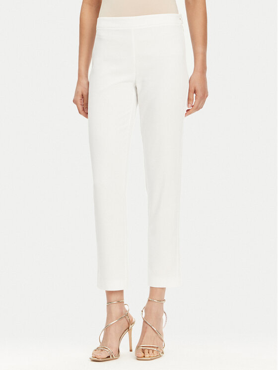 Patrizia Pepe Patrizia Pepe Kalhoty z materiálu 2P1683 A411 Bílá Regular Fit