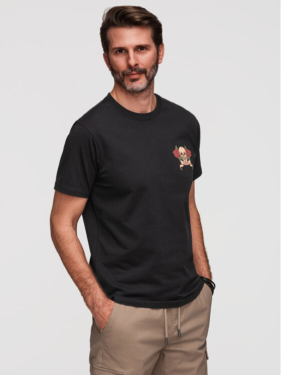 Ombre Ombre T-Shirt OM-TSPT-0257 Czarny Regular Fit