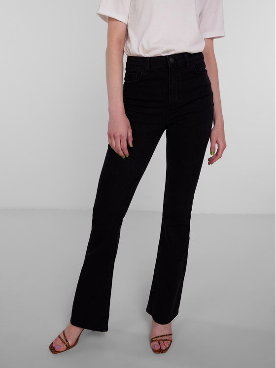 Pieces Pieces Τζιν 17111068 Μαύρο Flared Fit