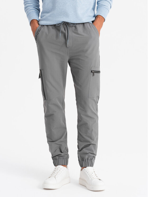 Ombre Ombre Joggers kalhoty OM-PAJO-0200 Šedá Regular Fit