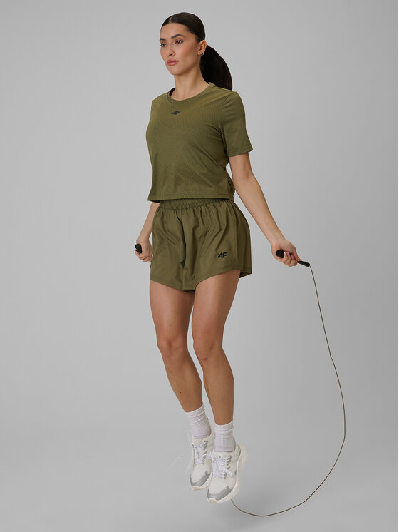 4F 4F Szorty sportowe SOLAR PUNK Khaki Regular Fit