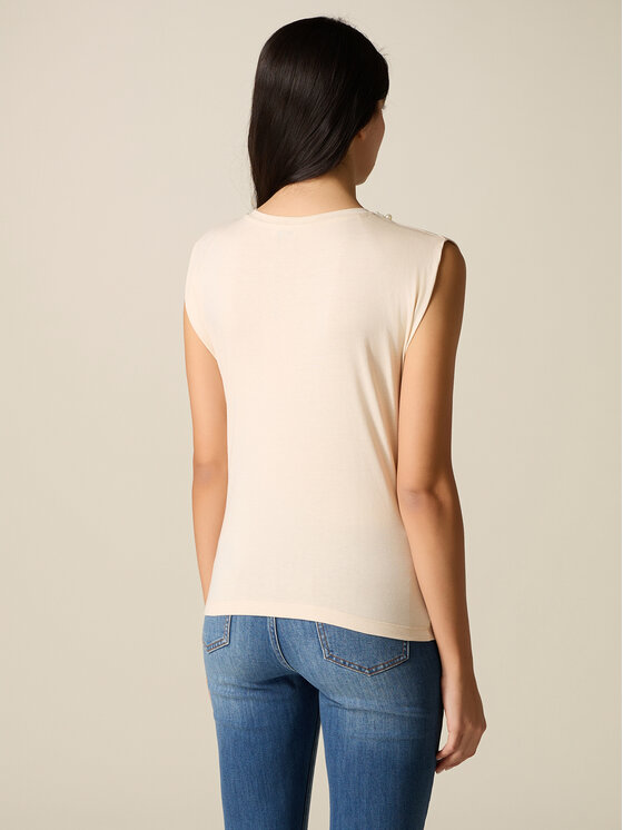 Oltre Oltre Top G00BJ004337N013 Kremowy Regular Fit