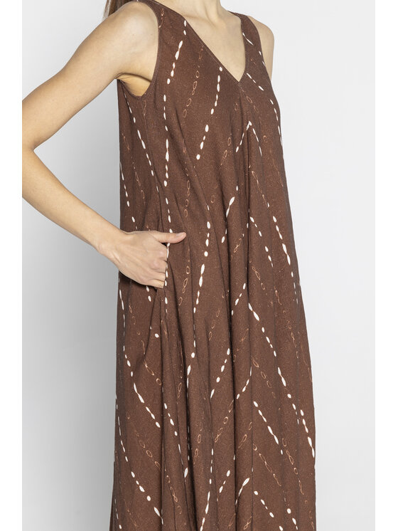 Deni Cler Milano Deni Cler Milano Sukienka letnia T-DC-3069-E2-20-76-1 Brązowy Loose Fit