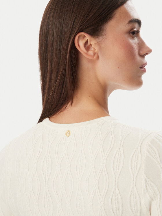 Guess Guess Trikotažinė suknelė W6BK64 Z1569 Kreminė Regular Fit