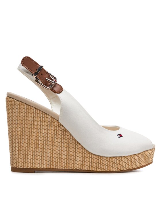 Tommy Hilfiger Sandale Iconic Elena Sling Back Wedge FW0FW04789 Écru