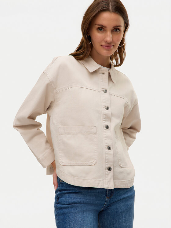 Vero Moda Vero Moda džínsová košeľa Jamie 10331693 Béžová Relaxed Fit
