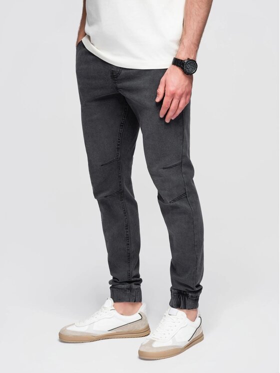 Ombre Ombre Jeansy OM-PADJ-0267 Szary Jogger Fit