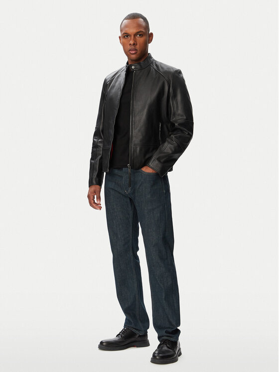 HUGO HUGO Geacă de piele Likos 50564039 Negru Slim Fit