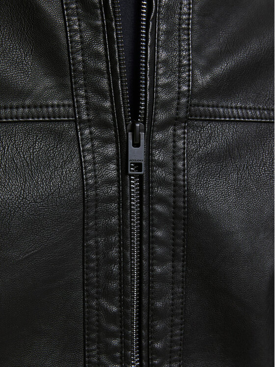 Jack & Jones Jack & Jones Bunda z imitace kůže 12182461 Černá Regular Fit