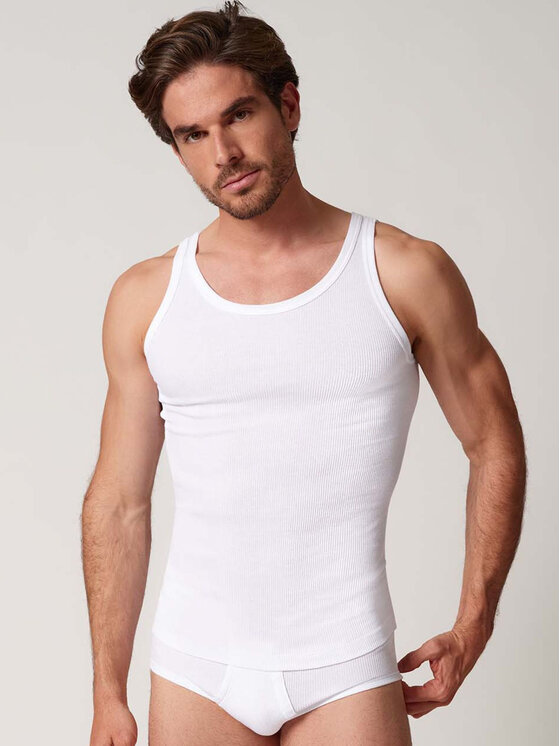 Huber Huber 2-dílná sada T-shirts 112103 Bílá Slim Fit