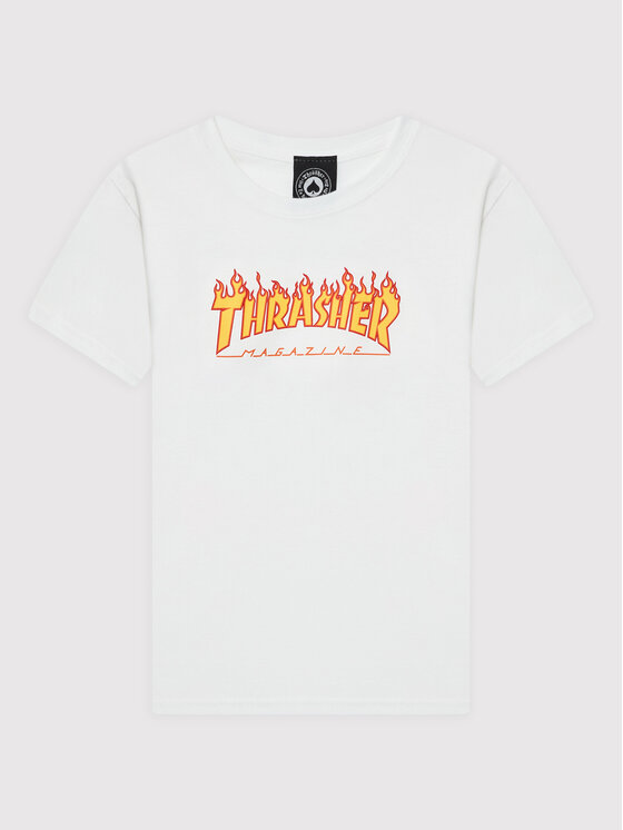 Thrasher Marškinėliai Flame Logo Balta Regular Fit