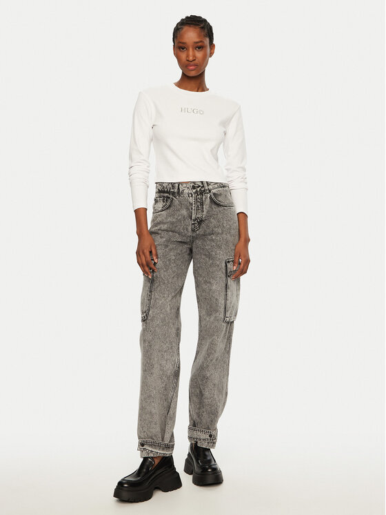 HUGO HUGO Bluzka Della 50537288 Biały Slim Fit