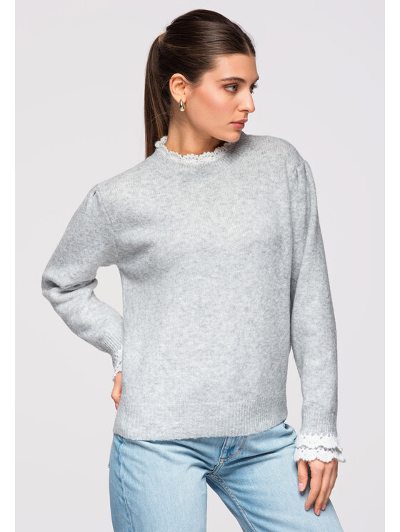 Ombre Ombre Sweter OW-SWSW-0105 Szary Regular Fit