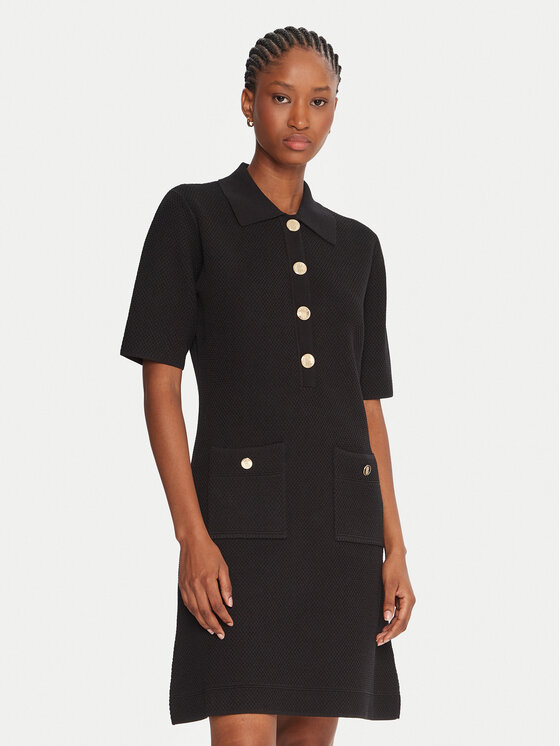 Fracomina Fracomina Kleid für den Alltag FR25WD5005K55301 Schwarz Regular Fit