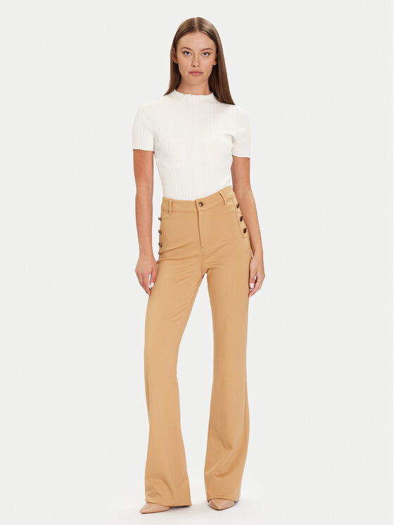 Guess Guess Bavlnené nohavice W5BB16 KCMU2 Béžová Flare Fit