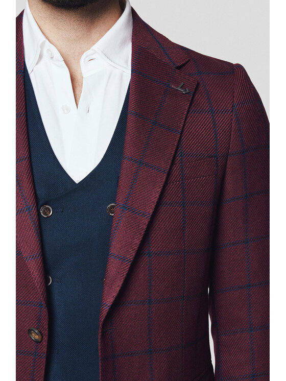Lancerto Lancerto Marynarka Scafati MA131224000003 Bordowy Slim Fit