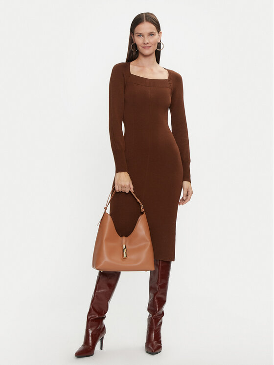 Luisa Spagnoli Luisa Spagnoli Džemper haljina Mandola 58510 Smeđa Regular Fit