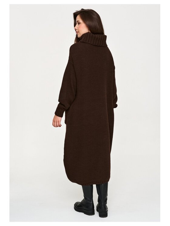 Makadamia Makadamia Sweter S178 Brązowy Loose Fit