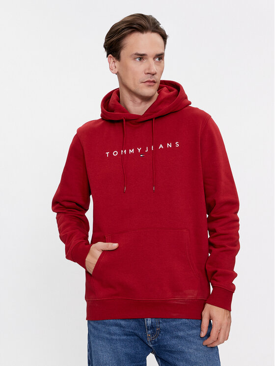 Tommy Jeans Džemperis ar kapuci Linear Logo DM0DM17985 Sarkans Regular Fit