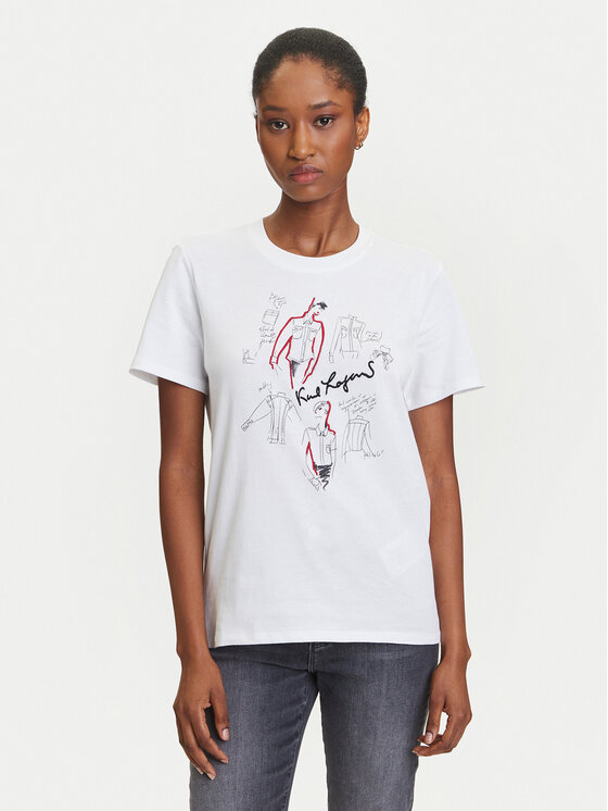 KARL LAGERFELD KARL LAGERFELD T-krekls A3W17099 Balts Regular Fit