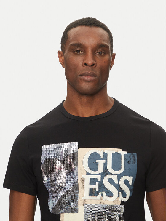 Guess Guess T-shirt M5GI04 I3Z14 Crna Slim Fit