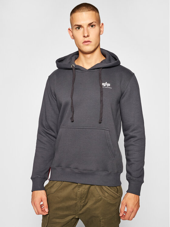 Alpha Industries Džemperis ar kapuci Basic Small Logo 196318 Pelēks Regular Fit