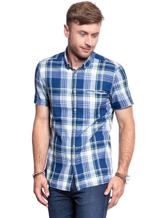 Mustang Mustang Camicia 1/2SLV_1/P_BD Blu Slim Fit