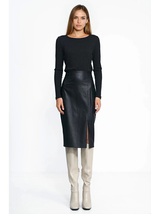 NIFE NIFE Midi sukně SP86 Černá Bodycon Fit