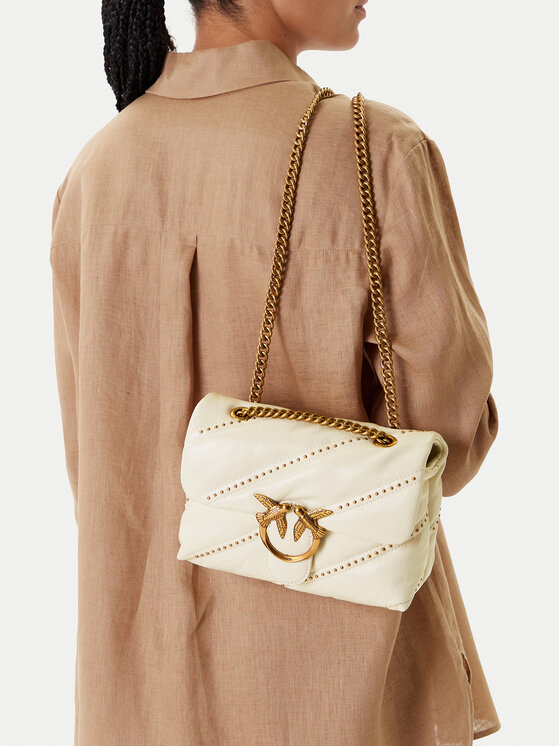 PINKO PINKO Ročna torba Love Puff Mini Cl PE 25 PLTT 100039 A26T Écru