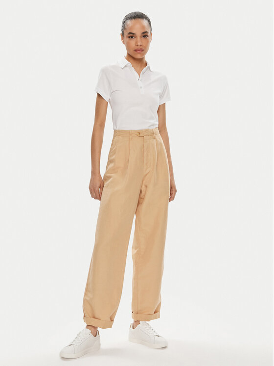 Tommy Hilfiger Tommy Hilfiger Hlače iz tkanine WW0WW41355 Bež Relaxed Fit