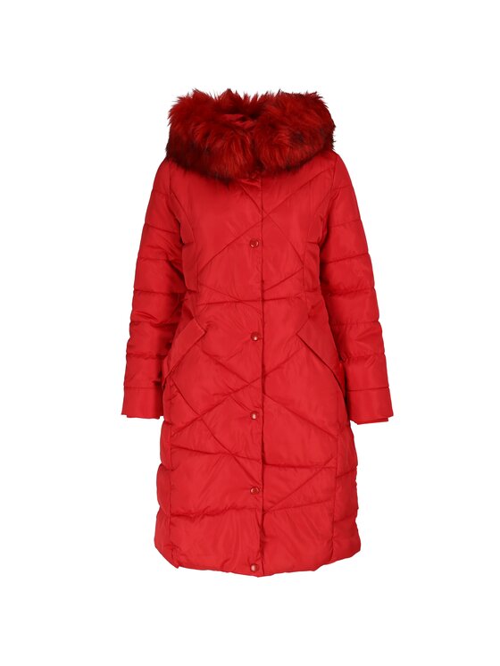 Perso Perso Płaszcz zimowy z oryginalnym pikowaniem Czerwony Slim Fit
