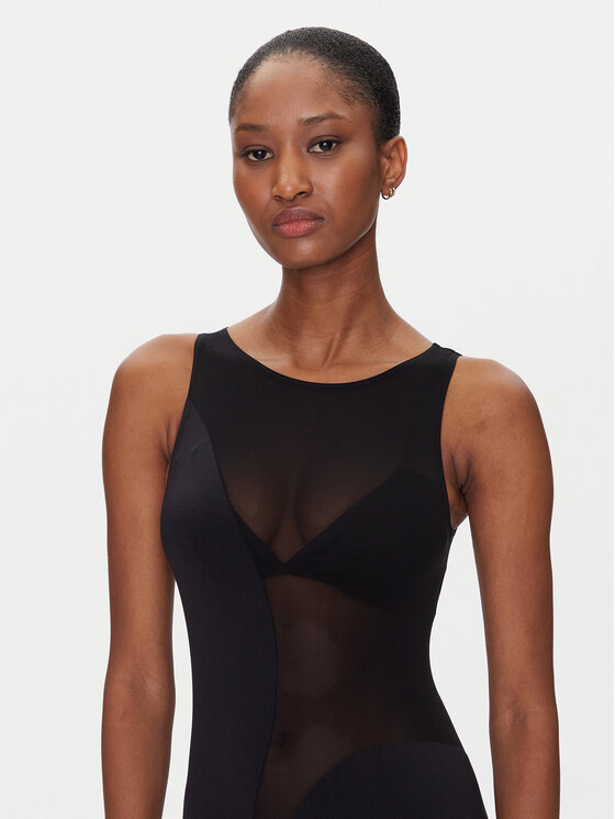Wolford Wolford Koktejlové šaty Satin Sheer 57176 Černá Slim Fit