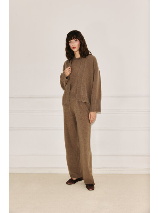 Entelier Entelier Kardigan open front Brązowy Relaxed Fit