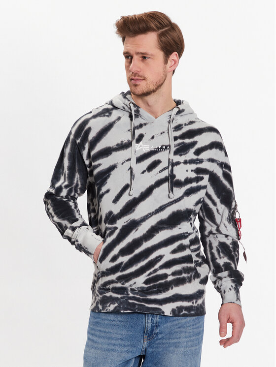 Alpha Industries Felpa Tie Dye 106335 Grigio Regular Fit Modivo
