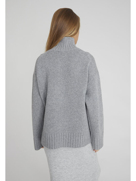 Style Republic Style Republic Golf Sweter o kroju oversize typu boxy, z mieszanki kaszmiru i wełny Srebrny Boxy Fit