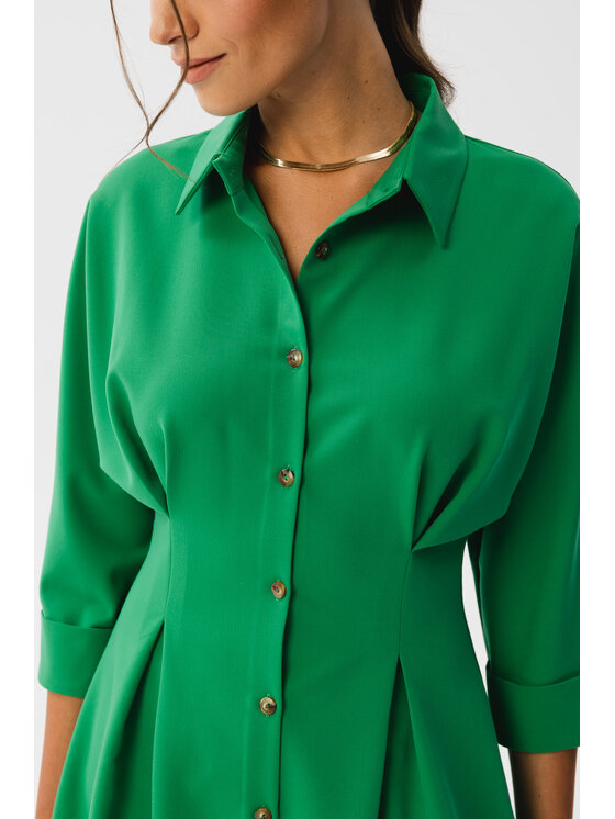 Stylove Stylove Sukienka koszulowa S351 Zielony Modern Fit