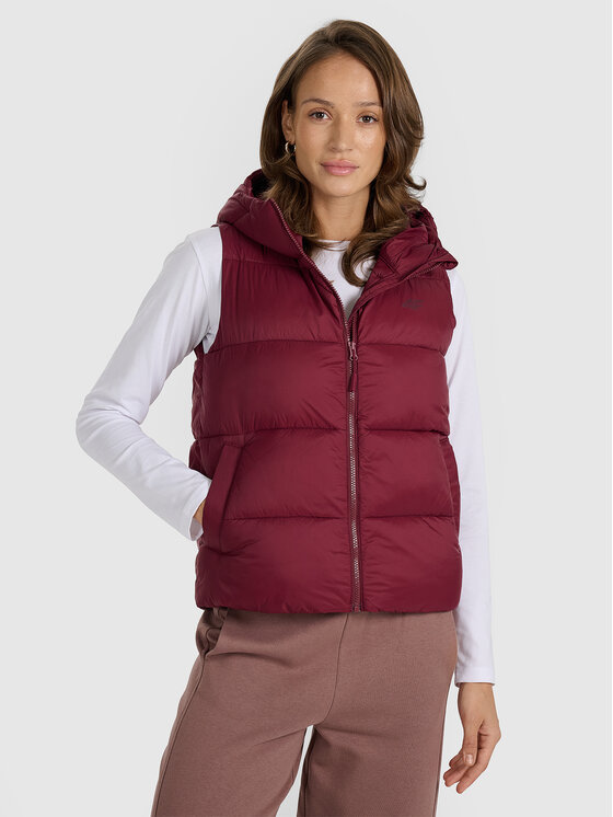 4F 4F Bezrękawnik MIDSHOP TEXTILE Bordowy Regular Fit