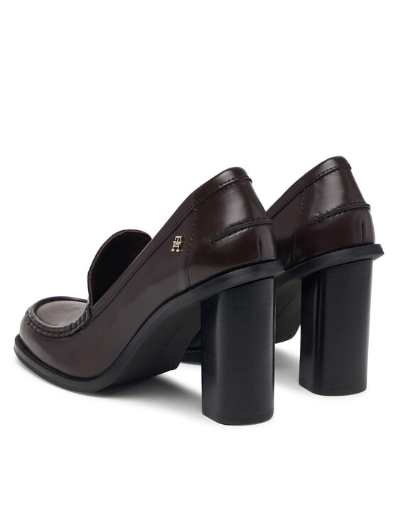 Tommy Hilfiger Tommy Hilfiger Poolsaapad Square Toe Heeled Loafer FW0FW09493 Tumepruun