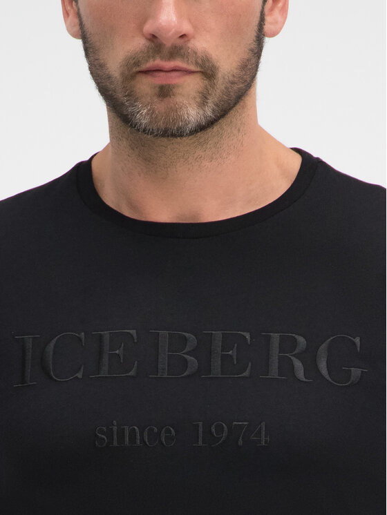 Iceberg Iceberg Marškinėliai F014 6331 9000 Juoda Slim Fit