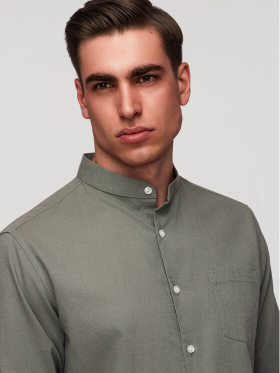 Ombre Ombre Koszula K704 Khaki Regular Fit