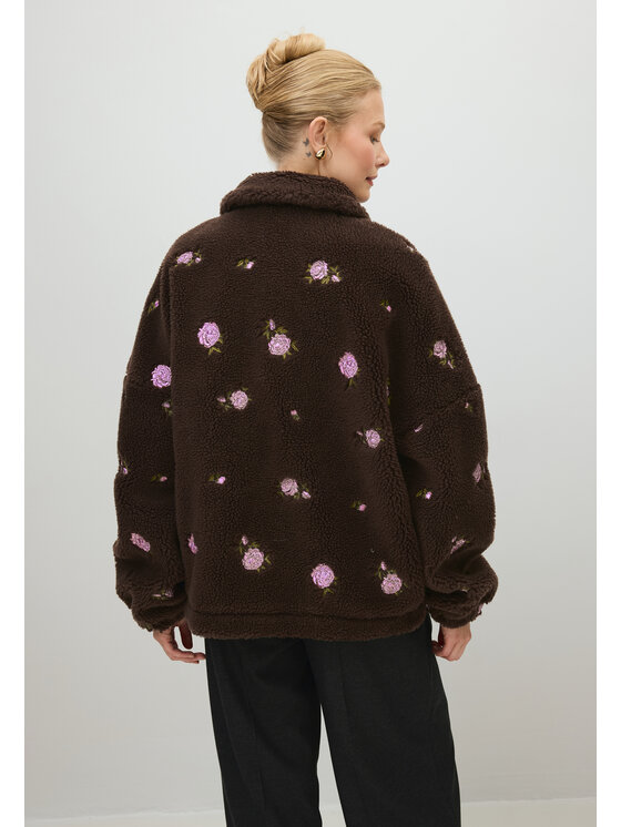 BIZUU BIZUU Bunda pro přechodné období MEDDY FLEECE ZIPPERED JACKET Hnědá Standard Fit