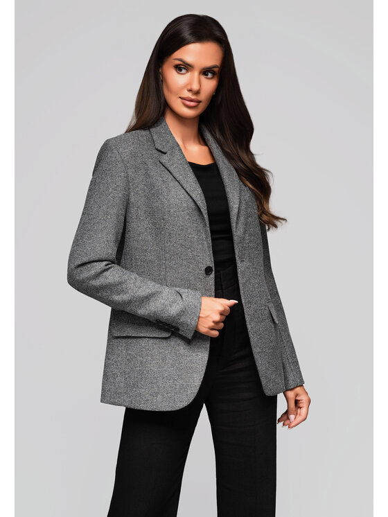 Ombre Ombre Marynarka LW-BLZB-0101 Szary Regular Fit