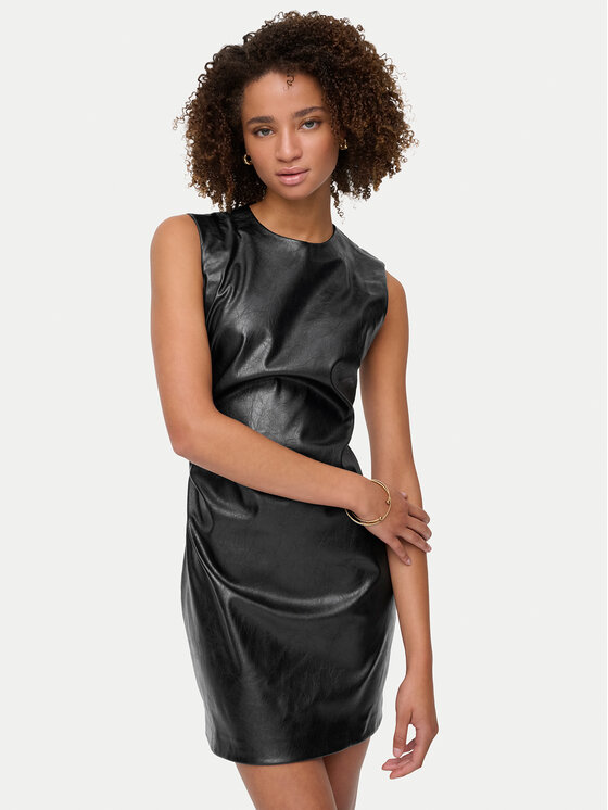 ONLY ONLY Рокля от имитация на кожа Mone 15360231 Черен Slim Fit