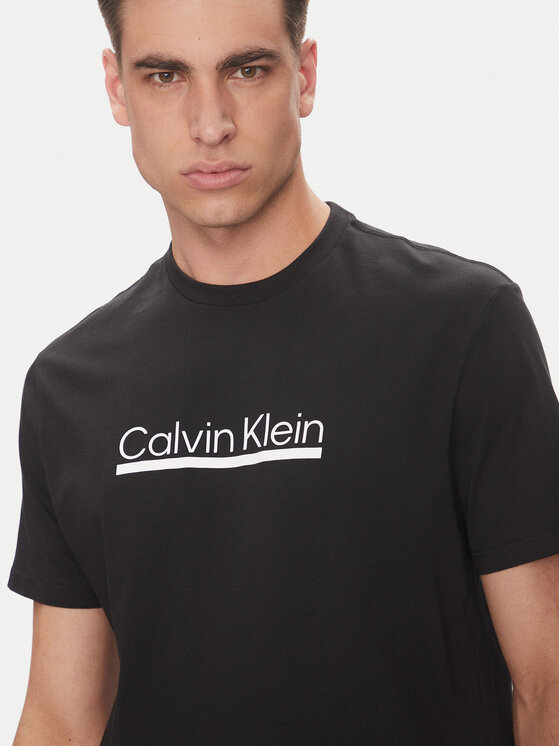 Calvin Klein Calvin Klein Tričko Outline Tape Graphic LV04RC852G Čierna Regular Fit