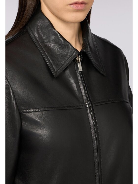 Trussardi Trussardi Kurtka skórzana R357A000711N033 Czarny Regular Fit