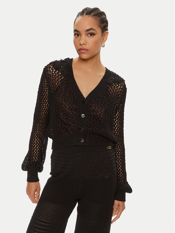 TWINSET Kardigán 241TT3122 Čierna Regular Fit