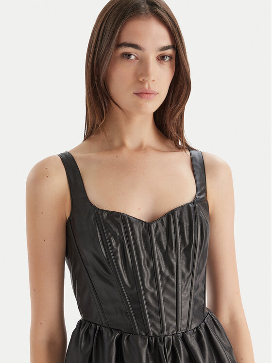 Bardot Bardot Dirbtinės odos suknelė Savoy 60114DB Juoda Regular Fit