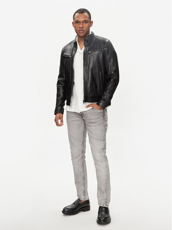 Serge Pariente Serge Pariente Nahkjope Maciej Must Regular Fit