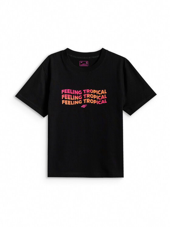 4F 4F T-Shirt BEACHWEAR Czarny Boxy Fit
