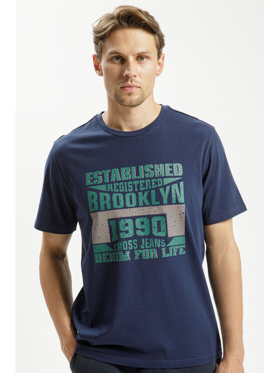 Cross Jeans Cross Jeans T-Shirt 16021-001 Granatowy Regular Fit
